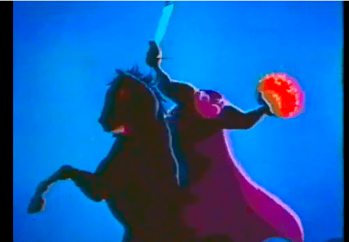 With a hip hip and a clippity clop, he's out looking for a head to chop! 